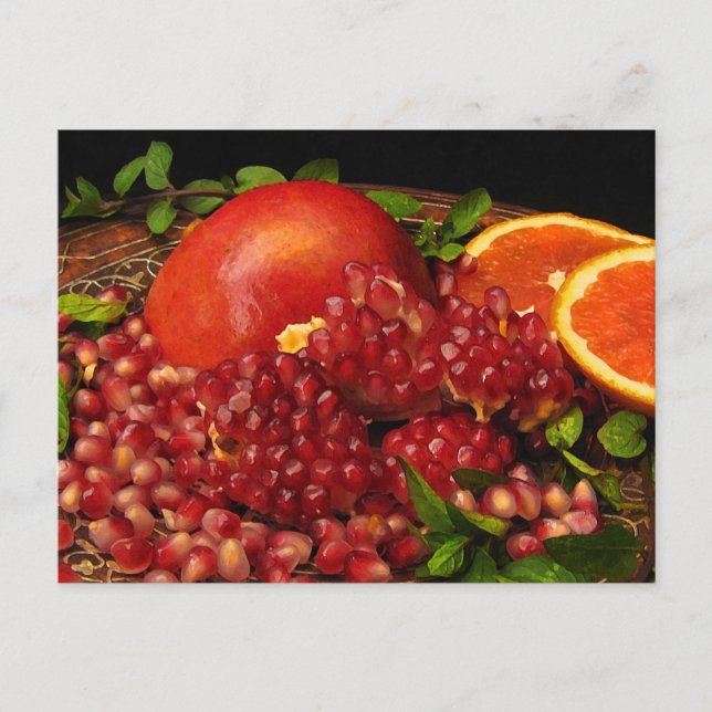 Cartão Postal Romã, laranja e horta (Frente)