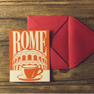 Cartão Postal Roma Minimalista Itália Coliseu Viagem Arte