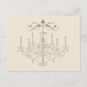 Cartão Postal Romance com um Chandelier ~ Cartão-postal Rosa