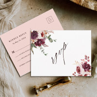 Romance de Outono Floral Aquarela Casamento RSVP