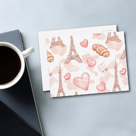 Cartão Postal Romance Parisiense no Dia dos Namorados
