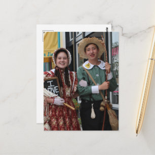 Cartão Postal Romance Vintage Ator e Atriz de Cosplay de Novela 