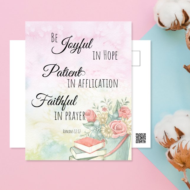 Cartão Postal Romanos 12:12 Alegrem-se na esperança versículo da (Criador carregado)