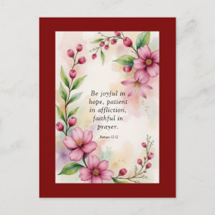Cartão Postal Romanos 12:12 Versículo da Bíblia Personalizado