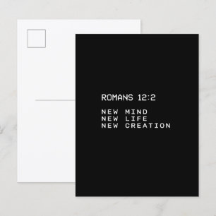 Cartão Postal Romanos 12:2 Nova Mente Vida Criação Minimalista