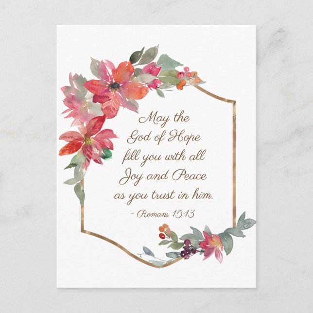 Cartão Postal Romanos 15:13 Deus da Esperança, Natal (Frente)