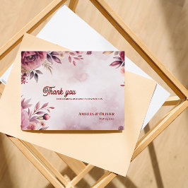 Cartão Postal Romantic Blush Pink Floral Wedding Thank You
