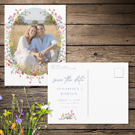 Cartão Postal Romantic Spring Wildflower Garden Photo Save Date