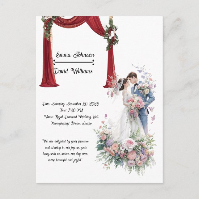 Cartão Postal Romantic Theater Arch Wedding Invitation Card (Frente)