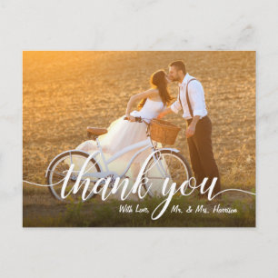Cartão Postal Romantic Wedding Photo Thank You