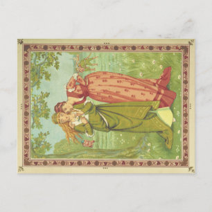 Cartão Postal Romântico Elegante Vintage Dia dos Namorados, Era