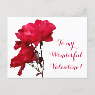 Cartão Postal Romântico Feliz rosa vermelha de Namorados de amor