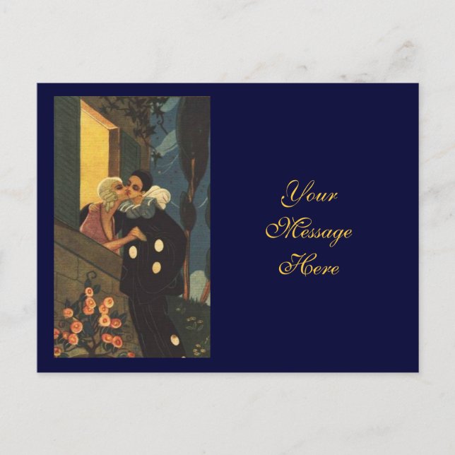 Cartão Postal Romântico Palhaço Beijante (Frente)