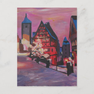 Cartão Postal Romântico Rothenburg Tauber Alemanha no inverno