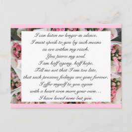 Cartão Postal Romântico Tomara Rosa Floral Citação de Amor de Ja
