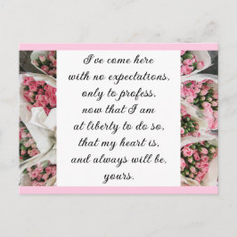 Cartão Postal Romântico Tomara Rosa Floral Citação de Amor de Ja