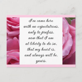 Cartão Postal Romântico Tomara Rosa Floral Citação de Amor de Ja