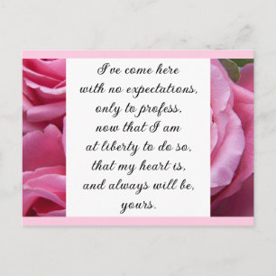Cartão Postal Romântico Tomara Rosa Floral Citação de Amor de Ja