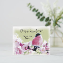 Cartão Postal Romantischer Gimpel auf Rosa Kirschblüten