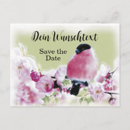 Cartão Postal Romantischer Gimpel auf Rosa Kirschblüten