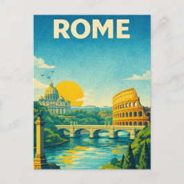 Cartão Postal Rome Italy Retro Travel Postcard