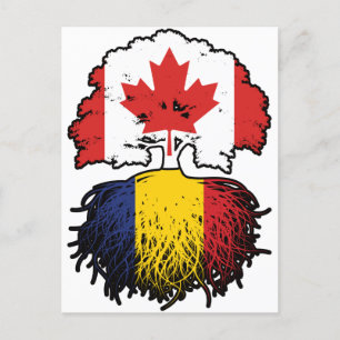 Cartão Postal Romênia, Canadá, Romênia, Canadá, Árvore Bandeira