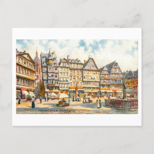 Cartão Postal Römerberg antigo em Frankfurt, Alemanha