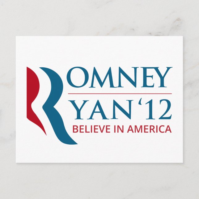 Cartão Postal Romney/Ryan 2012 para o presidente dos E.U. e o VP (Frente)