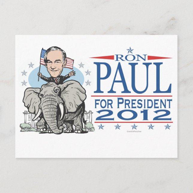 Cartão Postal Ron Paul Mascote do Partido Republicano 2012 (Frente)