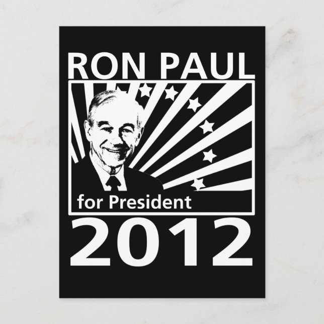 Cartão Postal Ron Paul Para Presidente 2012 (Frente)