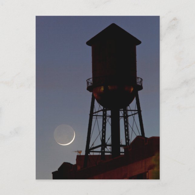 Cartão Postal Rooftop Water Tower | Crescent Moon New Jersey (Frente)