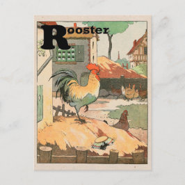 Cartão Postal Rooster Animal Alphabet