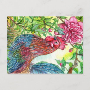 Cartão Postal Rooster Por Peony