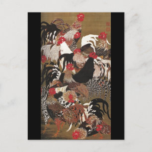 Cartão Postal Roosters Jakuchu - Belas Artes Japonesas