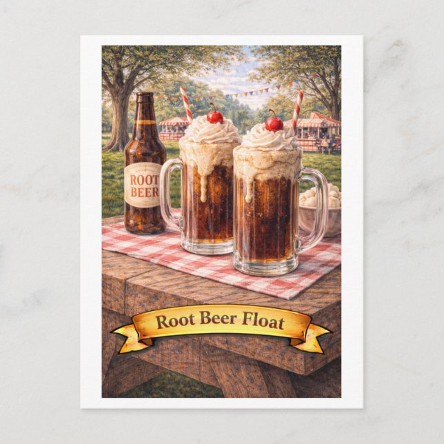 Cartão Postal Root Beer Float (Série de Comida Americana) (Frente)