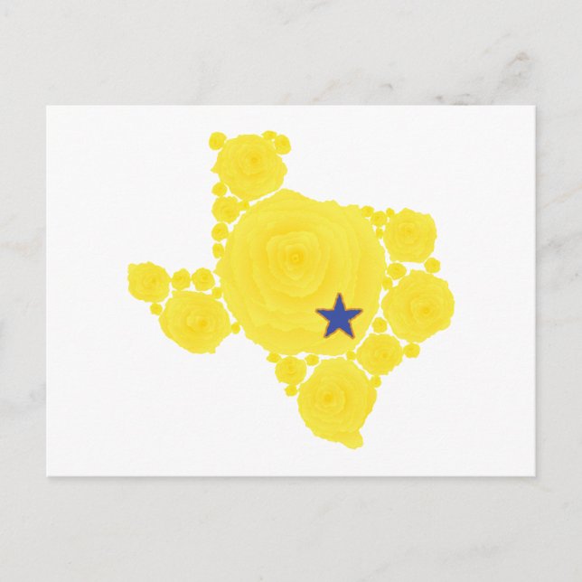 Cartão Postal Rosa amarela de estrela azul TX (Frente)