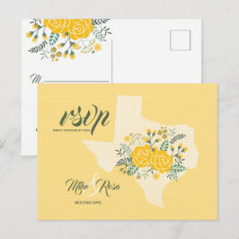 Cartão Postal Rosa Amarela do Texas - RSVP de Casamento do Estad