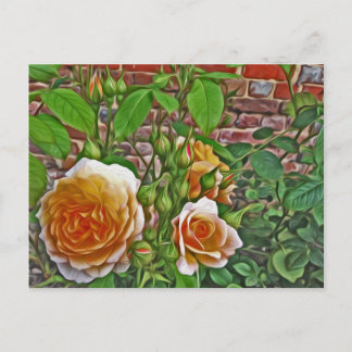 Cartão Postal Rosa Amarela no Jardim de Hampton Court