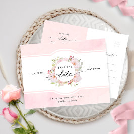 Cartão Postal Rosa, Blush, Casamento Chic Rosa Dourado Salve a D