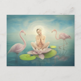 Cartão Postal rosa claro branca-lilly de água fada recém-nascida