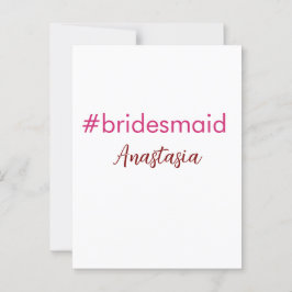 Cartão Postal Rosa claro de hashtag Bridesmaid adiciona nome tri