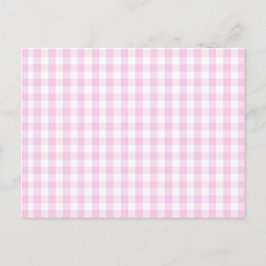 Cartão Postal rosa claro e padrão branco de gingham pré-molhado
