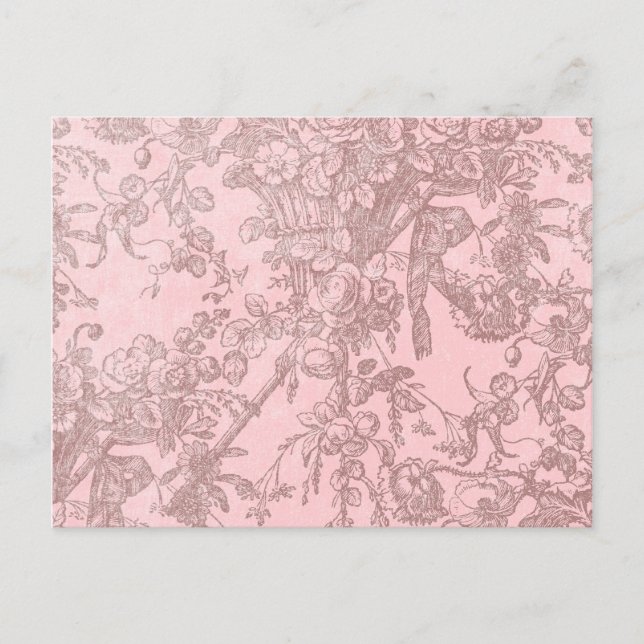 Cartão Postal Rosa com Fundo das Flores de Rico Marrom (Frente)