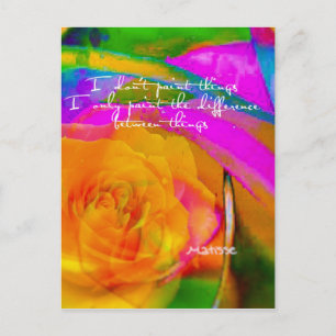 Cartão Postal Rosa com mensagem Matisse.
