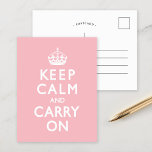 Cartão Postal Rosa cor-de-rosa mantenha a calma e continue ativo<br><div class="desc">Rosa cor-de-rosa mantenha a calma e continue ativo</div>