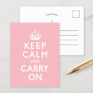 Cartão Postal Rosa cor-de-rosa mantenha a calma e continue ativo