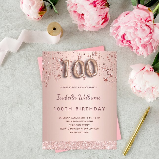 Cartão Postal rosa de 100 anos estrelas de emboscada glamourosas (Criador carregado)