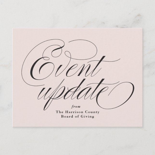 Cartão Postal Rosa de atualização de evento (Frente)