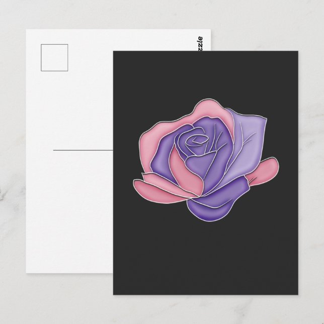 Cartão Postal Rosa de Blush e Bloom (Frente/Verso)