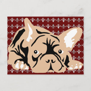 Cartão Postal Rosa de Buldogue Francês